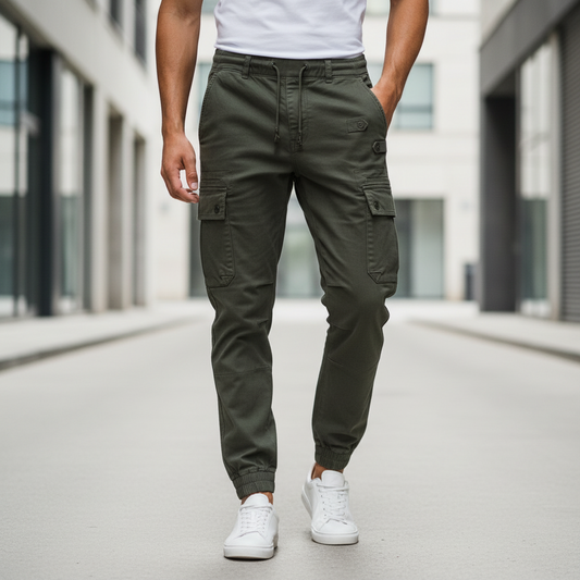 Herre Cargo bukser med Elastik - Grøn og Brun