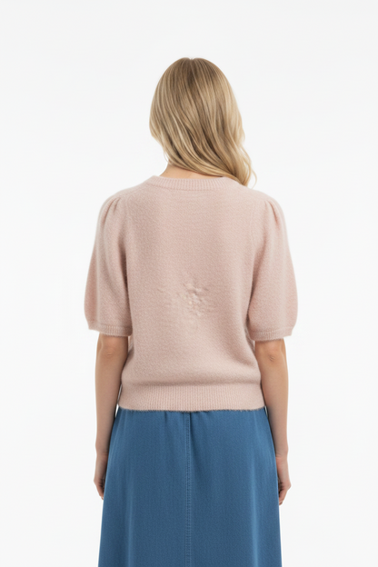 Italiensk sweater med kort ærmer og  med uld