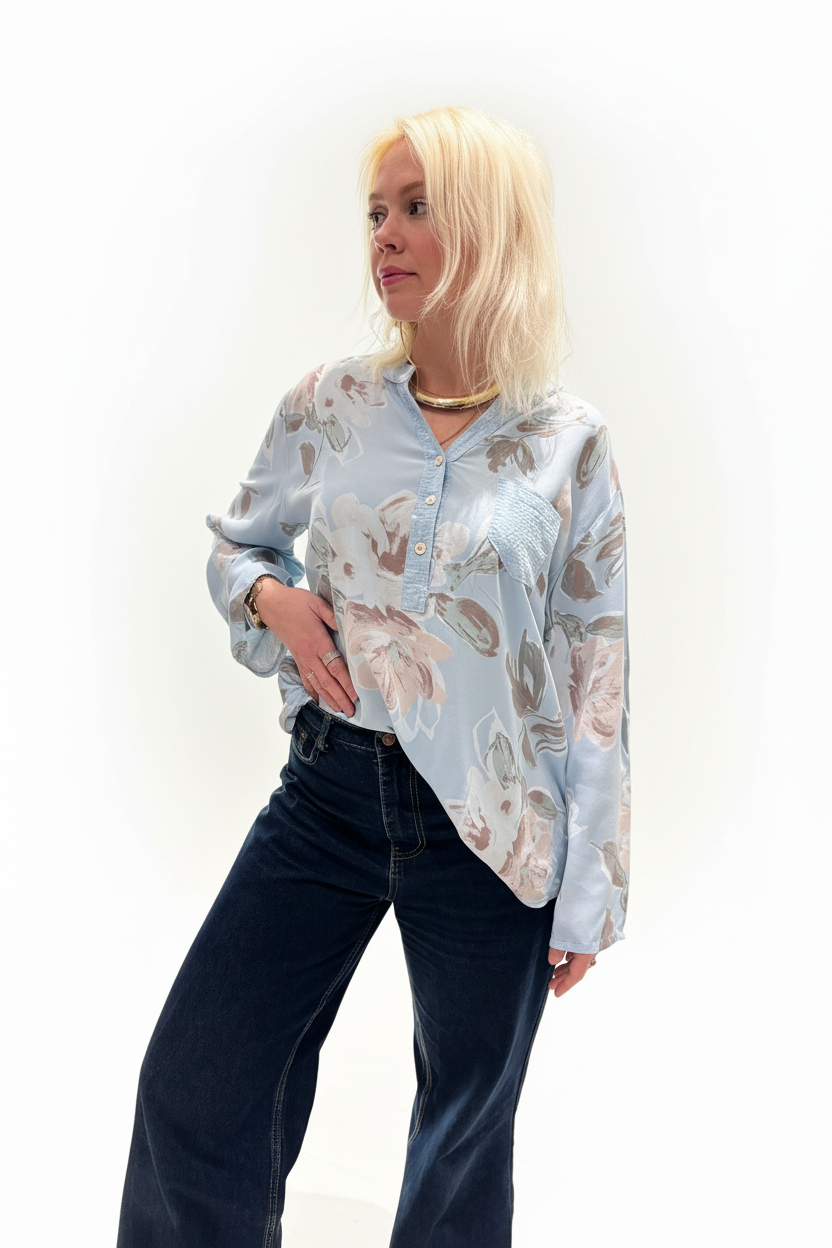 Italienske Bluse med blomster