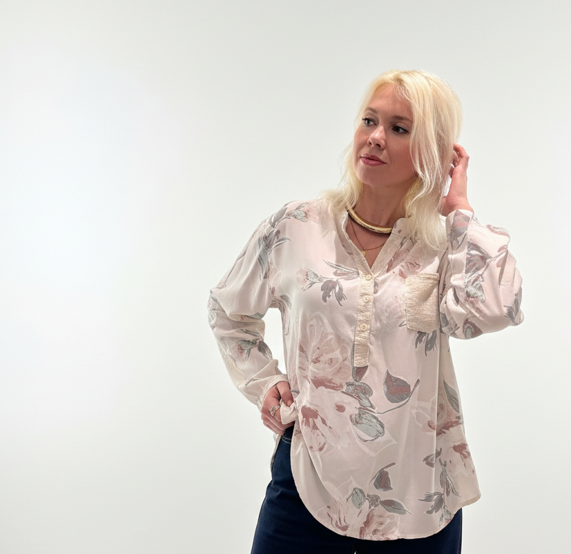 Italienske Bluse med blomster