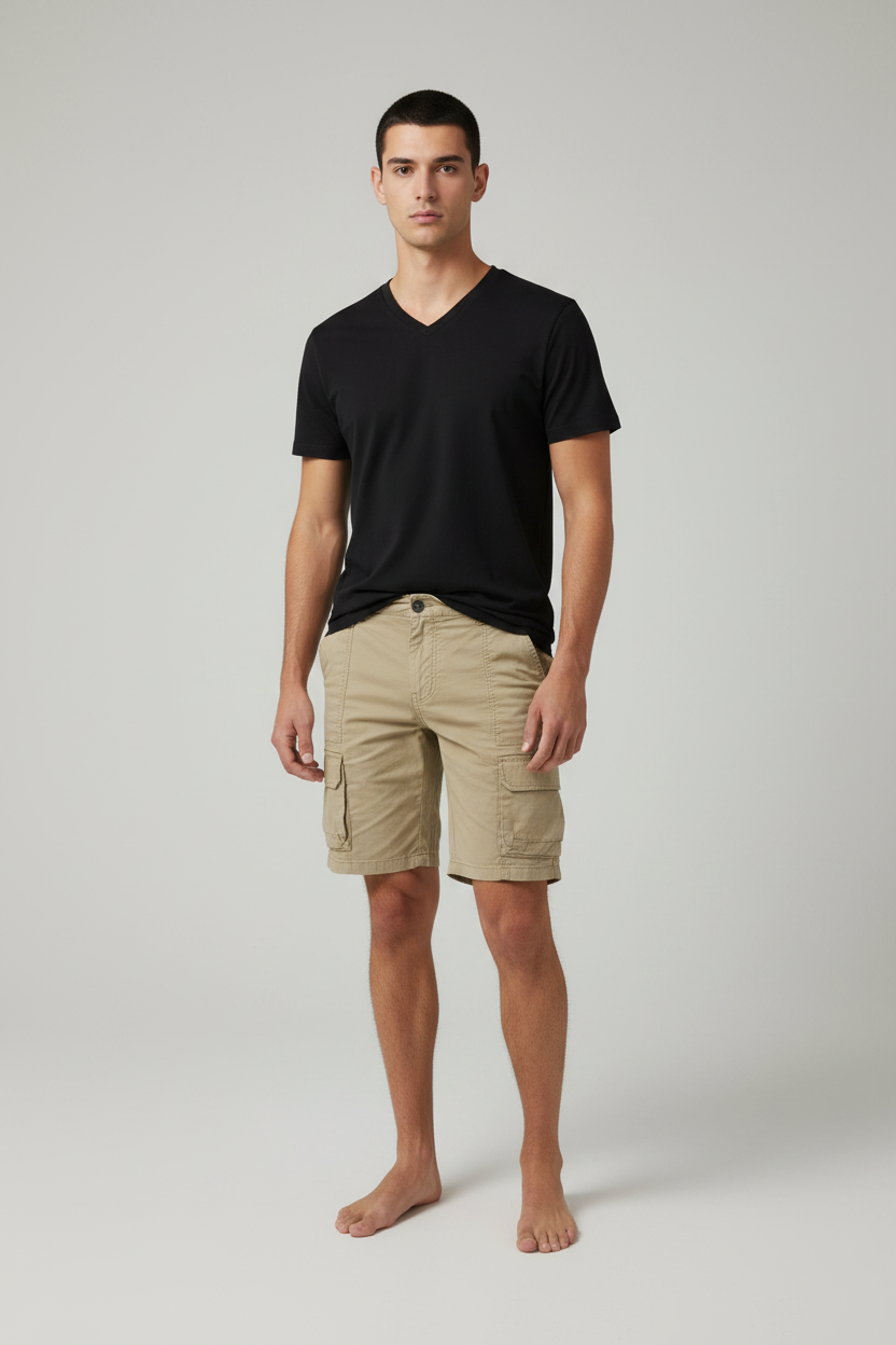 Bomulds shorts med lommer.