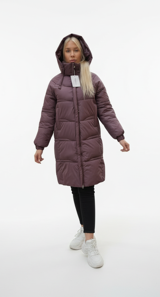 Lang Oversize Vinter jakke til Kvinder - Bordeaux