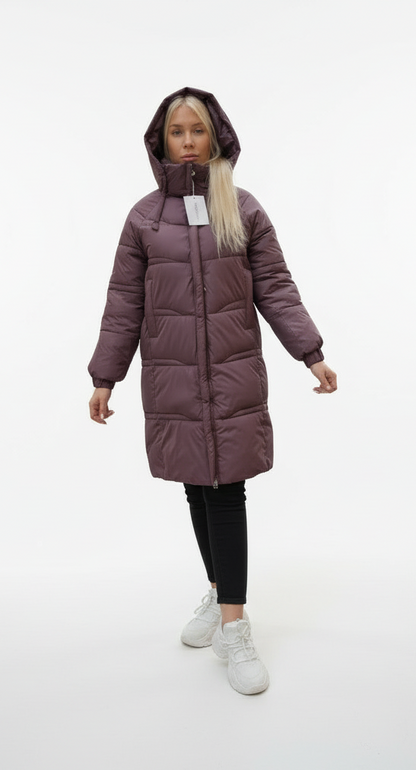 Lang Oversize Vinter jakke til Kvinder - Bordeaux