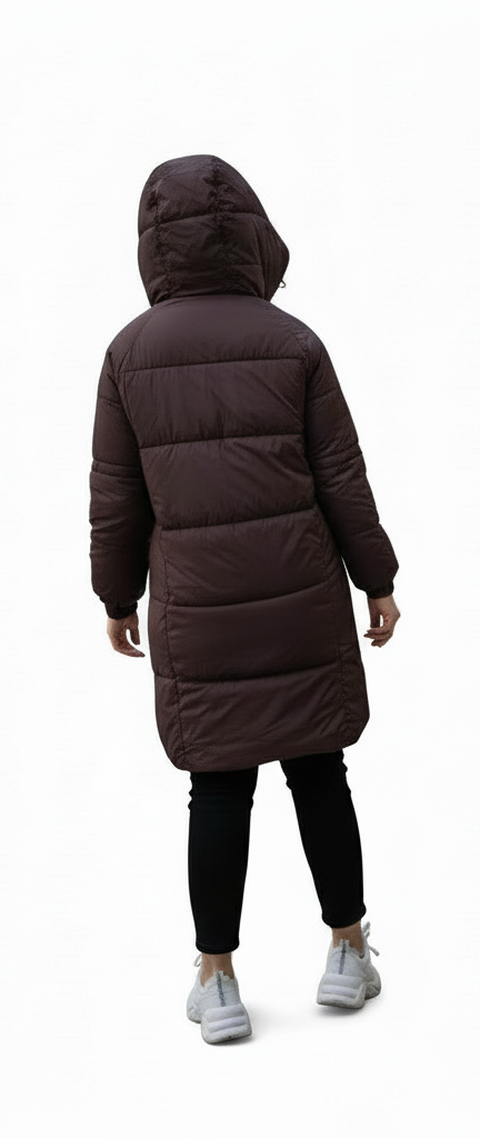 Lang Oversize Vinter jakke til Kvinder - Bordeaux