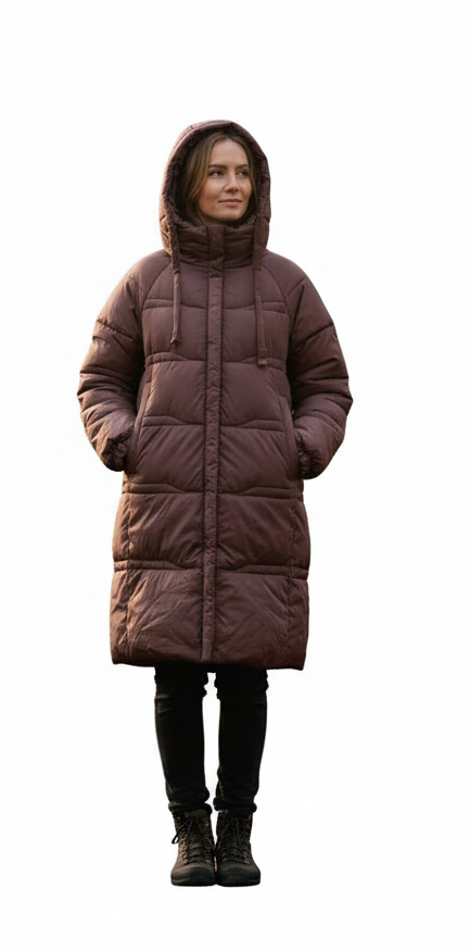 Lang Oversize Vinter jakke til Kvinder - Bordeaux