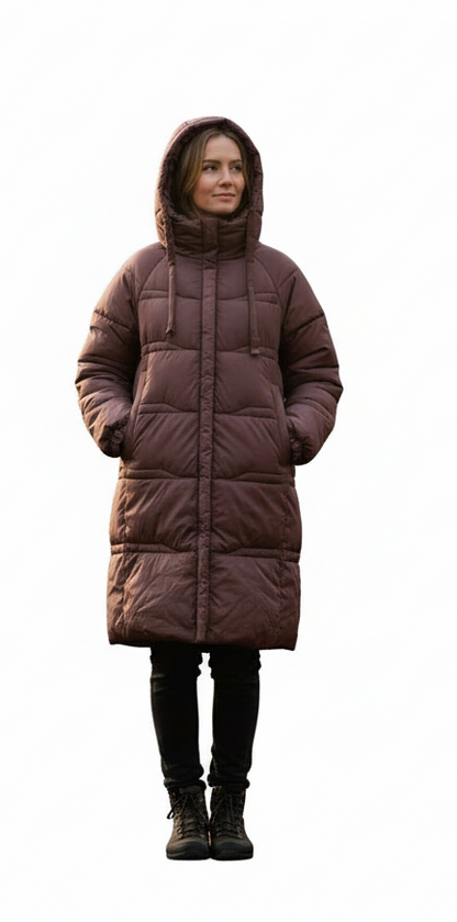 Lang Oversize Vinter jakke til Kvinder - Bordeaux