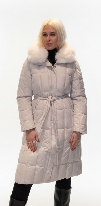 Lang Vinter jakke til Kvinder med Aftagelig Pels Sort og Beige