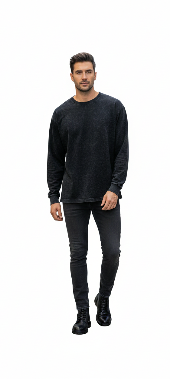 Herre langærmet T-shirt 100% bomuld