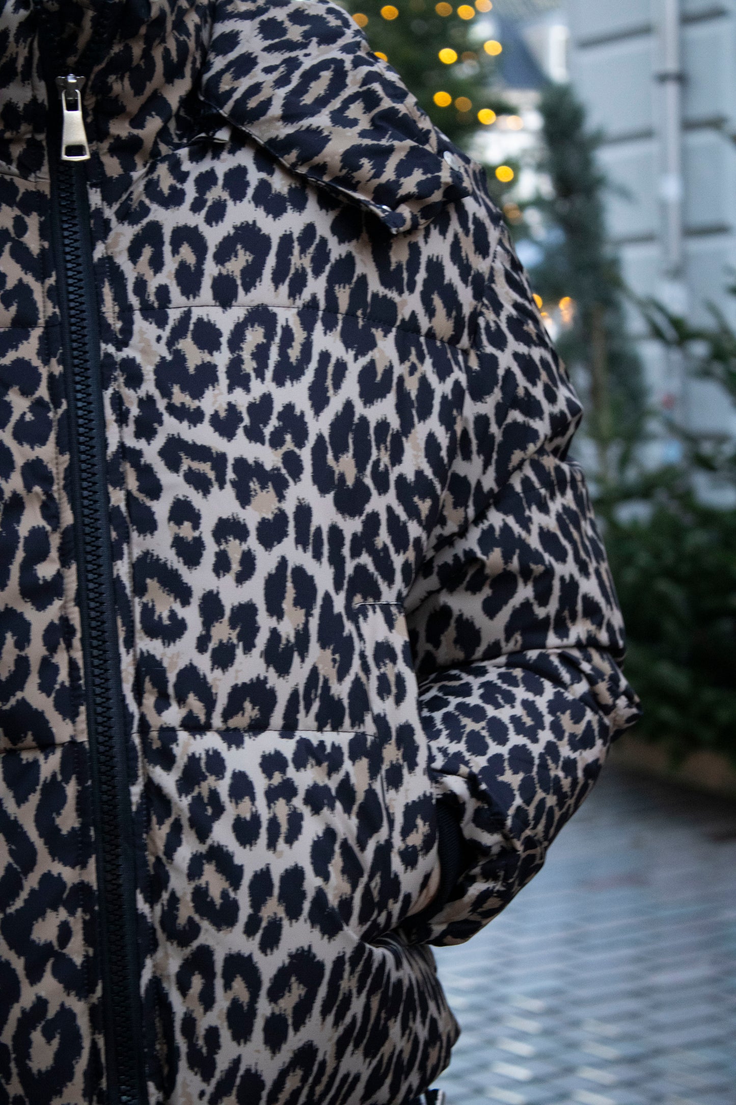 Kvinde Vinter Jakke Kort i Leopard