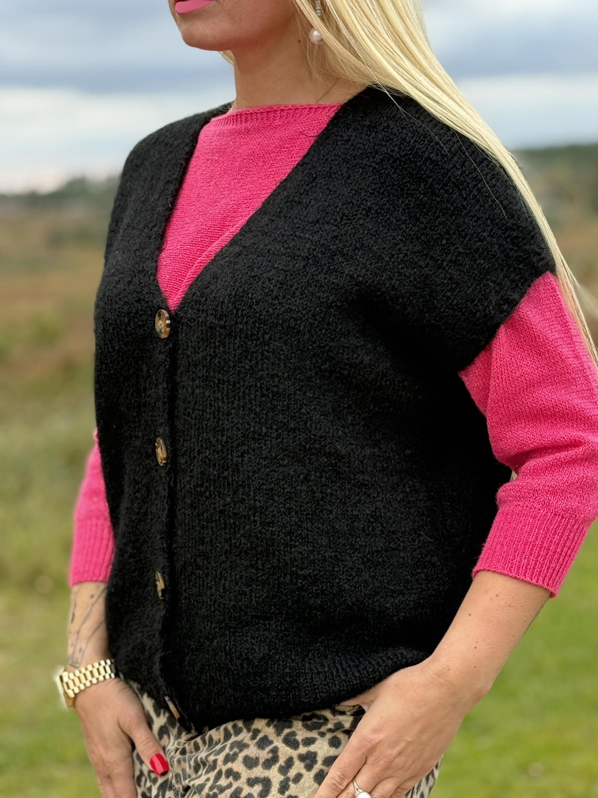 Kvinde vest med uld.