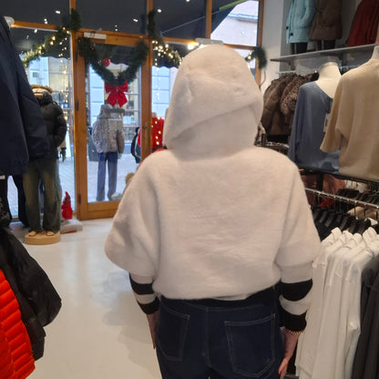 Imiteret kvinde Pels jakke med hætte