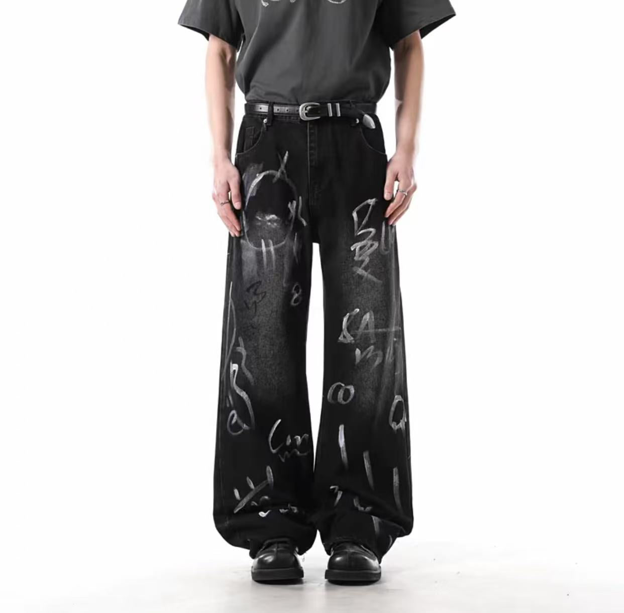 Morderne Jeans bukser med print unisex kinesiske stil.