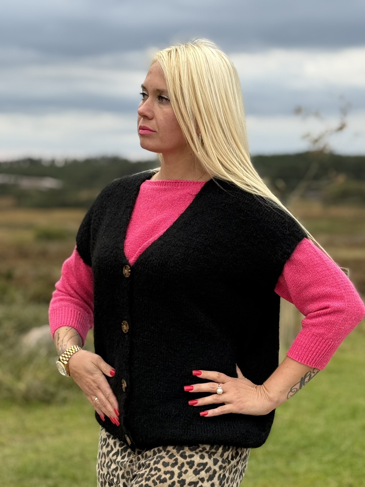 Kvinde vest med uld.