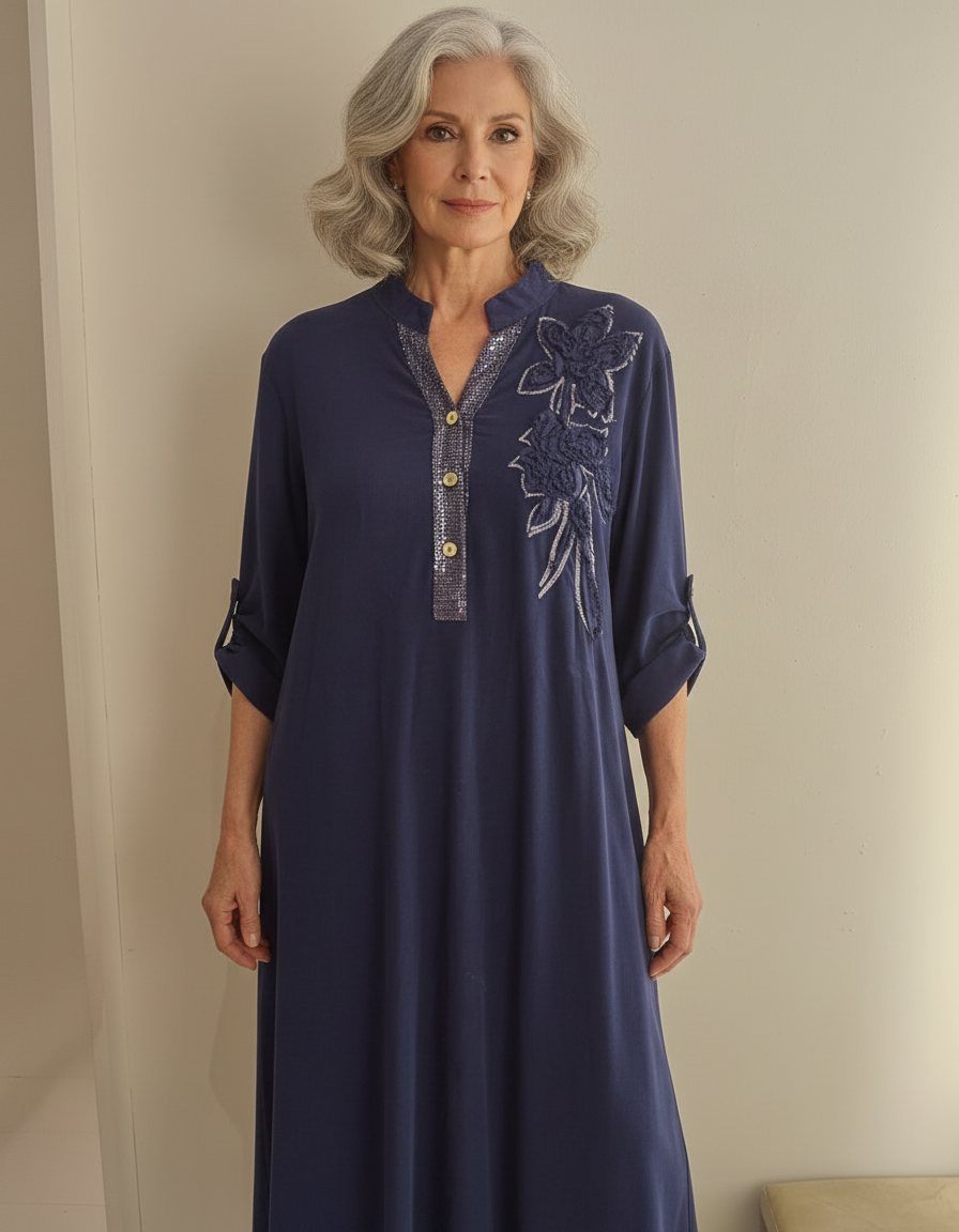 Italiensk Blå Fløjl Kjole