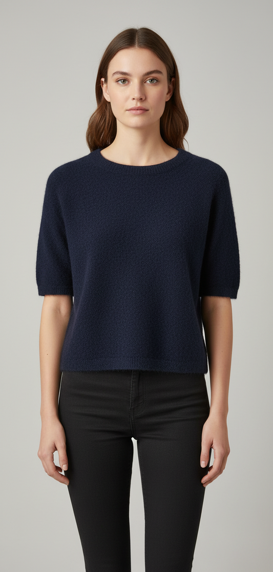 Kortærmet italiensk Sweater i Mohair og Uld til kvinder