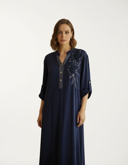 Italiensk Blå Fløjl Kjole