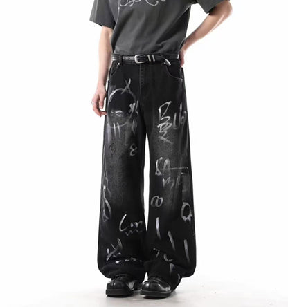 Morderne Jeans bukser med print unisex kinesiske stil.