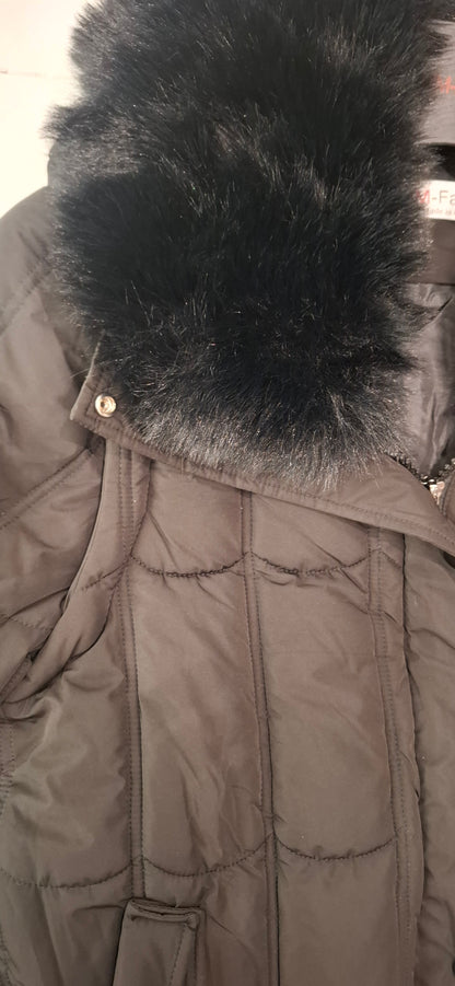 Lang Vinter jakke til Kvinder med Aftagelig Pels - Sort og Beige