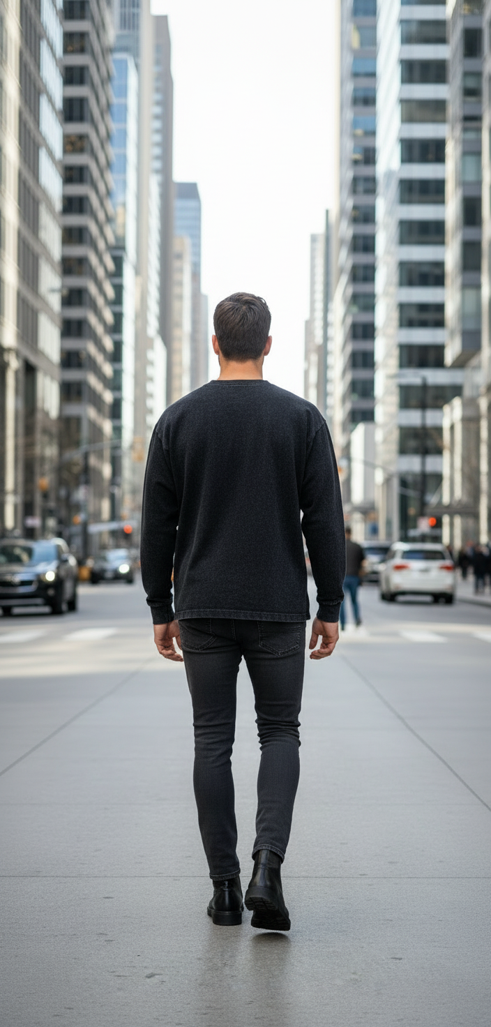 Herre langærmet T-shirt 100% bomuld