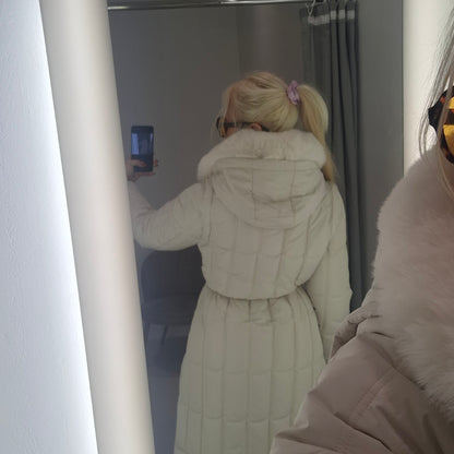 Lang Vinter jakke til Kvinder med Aftagelig Pels - Sort og Beige