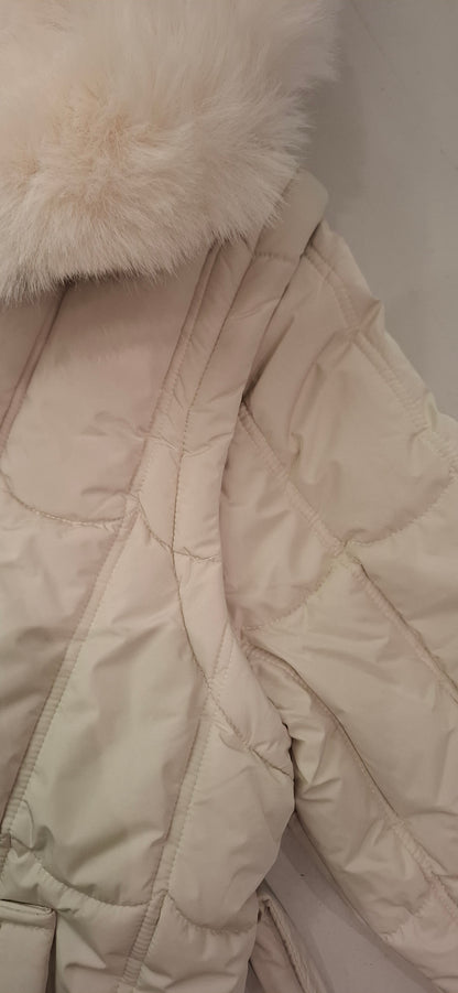 Lang Vinter jakke til Kvinder med Aftagelig Pels - Sort og Beige